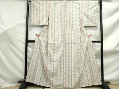 平和屋着物■上質な紬　幾何学間道　正絹　逸品　DABF9148qa