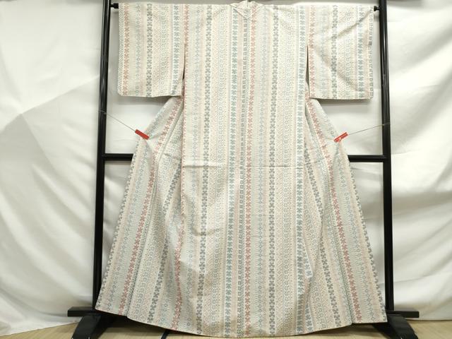 平和屋着物■上質な紬　幾何学間道　正絹　逸品　DABF9148qa