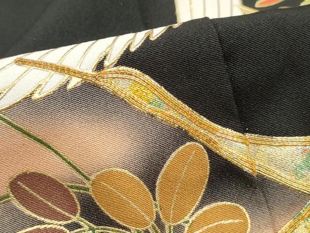 平和屋着物■豪華黒留袖　作家物　駒刺繍　渡橋群れ鶴文　暈し染め　金彩　正絹　逸品　DABF9151qa