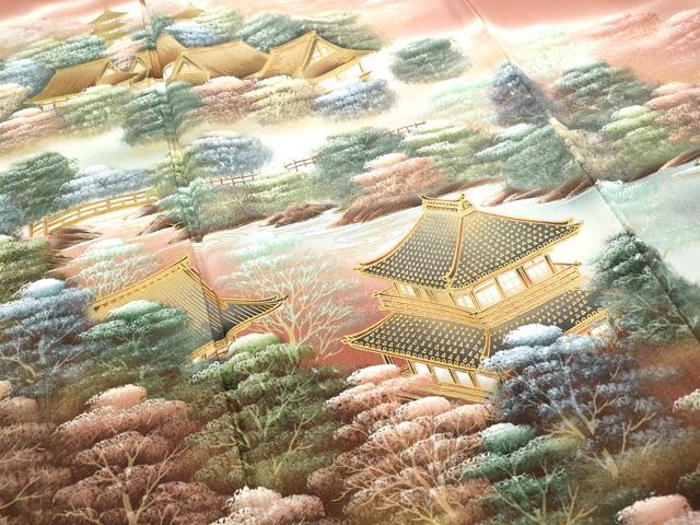 平和屋着物■豪華色留袖　作家物　風景樹林文　暈し染め　金彩　ロング丈　正絹　逸品　DABF9154qa