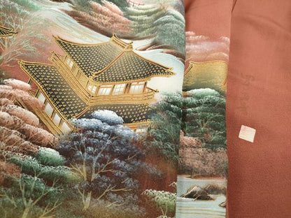 平和屋着物■豪華色留袖　作家物　風景樹林文　暈し染め　金彩　ロング丈　正絹　逸品　DABF9154qa