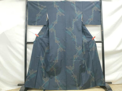 平和屋着物■上質な紬　幾何学文　正絹　逸品　DABF9162qa