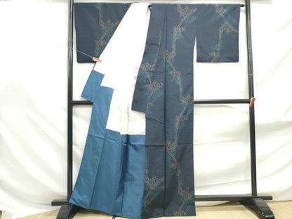平和屋着物■上質な紬　幾何学文　正絹　逸品　DABF9162qa