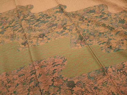 平和屋着物■伝統工芸伝承者　木村正明　訪問着　道長草花文　正絹　逸品　DABF9166qa
