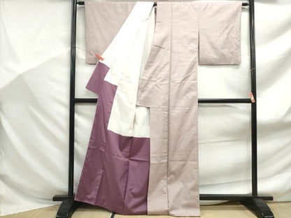 平和屋着物■上質な紬　格子文　正絹　逸品　DABF9167qa