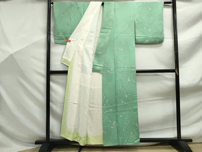 平和屋着物■上質な小紋　枝梅文　正絹　逸品　DABF9174qa