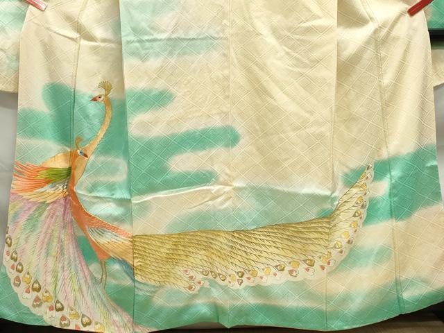 平和屋着物■豪華振袖　総刺繍　駒刺繍　霞孔雀文　金銀糸　金彩　正絹　逸品　DABF9175qa