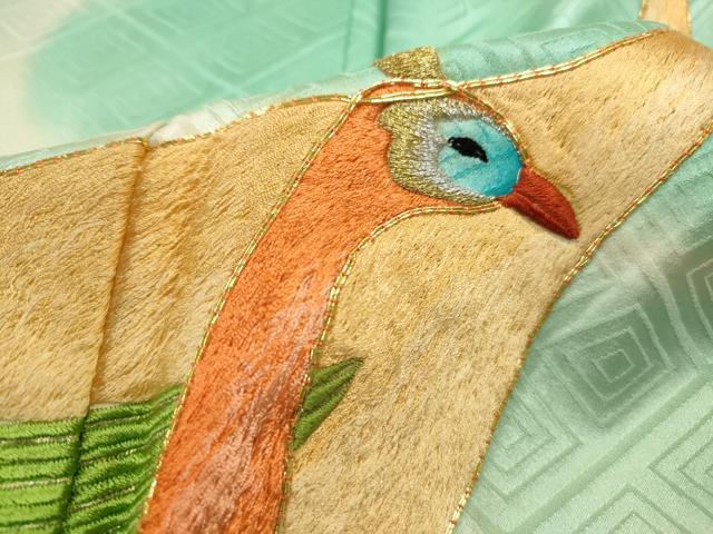 平和屋着物■豪華振袖　総刺繍　駒刺繍　霞孔雀文　金銀糸　金彩　正絹　逸品　DABF9175qa