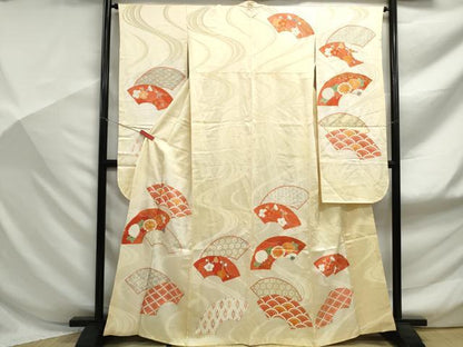 平和屋着物■豪華振袖　駒刺繍　地紙青海波花文　暈し染め　金彩　正絹　逸品　DABF9176qa