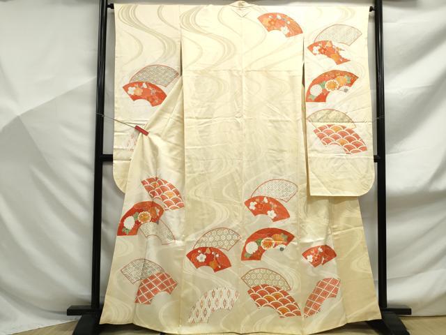 平和屋着物■豪華振袖　駒刺繍　地紙青海波花文　暈し染め　金彩　正絹　逸品　DABF9176qa