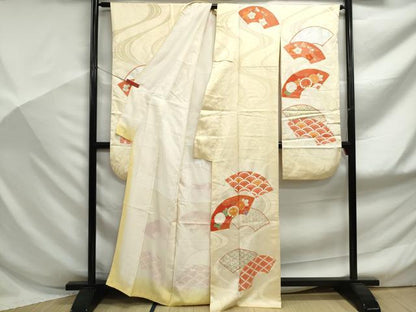 平和屋着物■豪華振袖　駒刺繍　地紙青海波花文　暈し染め　金彩　正絹　逸品　DABF9176qa