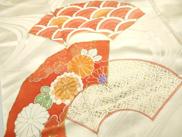 平和屋着物■豪華振袖　駒刺繍　地紙青海波花文　暈し染め　金彩　正絹　逸品　DABF9176qa