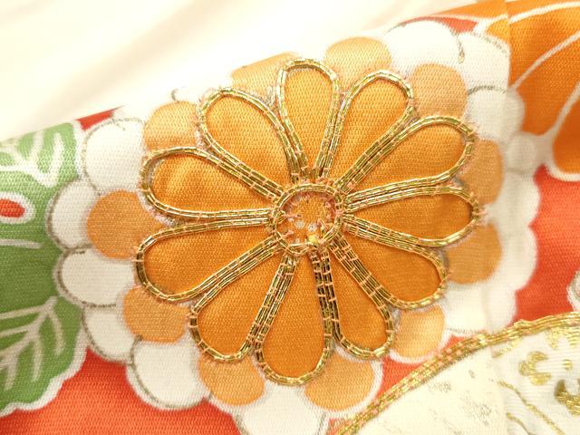 平和屋着物■豪華振袖　駒刺繍　地紙青海波花文　暈し染め　金彩　正絹　逸品　DABF9176qa