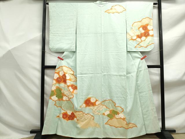 平和屋着物■訪問着　駒刺繍　吉祥花文　金彩　正絹　逸品　DABF9178qa