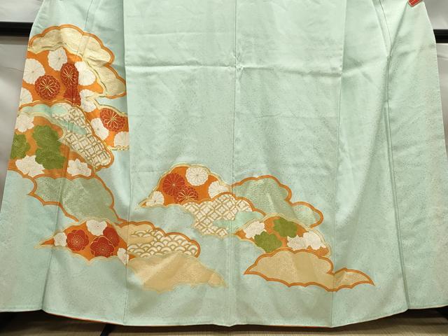 平和屋着物■訪問着　駒刺繍　吉祥花文　金彩　正絹　逸品　DABF9178qa