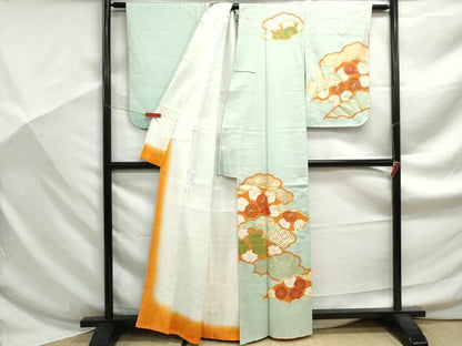 平和屋着物■訪問着　駒刺繍　吉祥花文　金彩　正絹　逸品　DABF9178qa