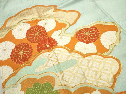 平和屋着物■訪問着　駒刺繍　吉祥花文　金彩　正絹　逸品　DABF9178qa