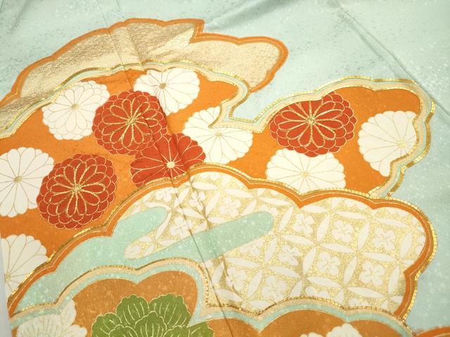平和屋着物■訪問着　駒刺繍　吉祥花文　金彩　正絹　逸品　DABF9178qa