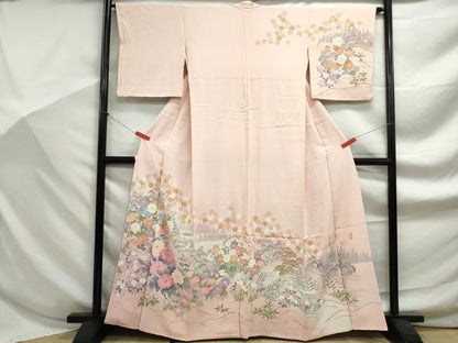 平和屋着物■訪問着　友禅　作家物　草花文　牡丹　暈し染め　正絹　逸品　DABF9182qa