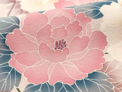 平和屋着物■訪問着　友禅　作家物　草花文　牡丹　暈し染め　正絹　逸品　DABF9182qa