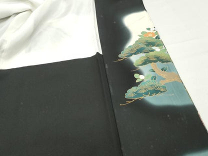 平和屋着物■豪華黒留袖 作家物 孔雀枝花文 暈し染め 金彩 正絹 逸品 DABF9190qa