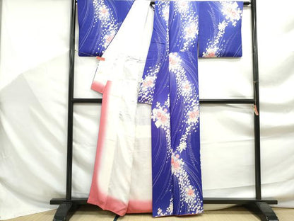 平和屋着物■上質な小紋 草花文 暈し染め 正絹 逸品 DABF9191qa