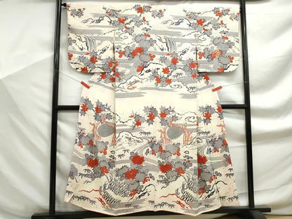平和屋着物■訪問着 風景花文 金彩 正絹 逸品 DABF9194qa