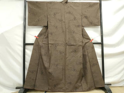 平和屋着物■上質な紬 流水葉尽くし文 正絹 逸品 DABF9202qa