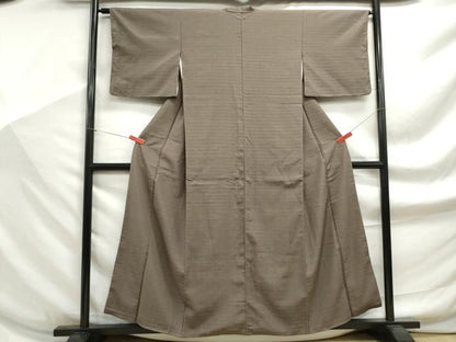平和屋着物■上質な色無地　格子地紋　生壁色　正絹　逸品　DABF9203qa