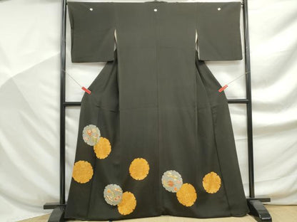平和屋着物■豪華黒留袖　宝尽くし雪輪文　金通し地　金糸　金彩　正絹　逸品　DABF9205qa