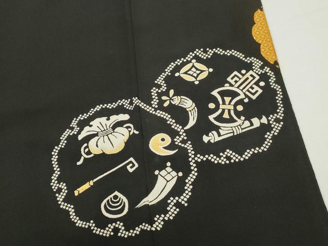 平和屋着物■豪華黒留袖　宝尽くし雪輪文　金通し地　金糸　金彩　正絹　逸品　DABF9205qa