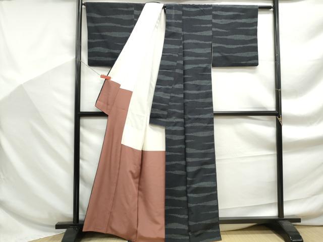 平和屋着物■上質な紬　よろけ縞　正絹　逸品　DABF9212qa