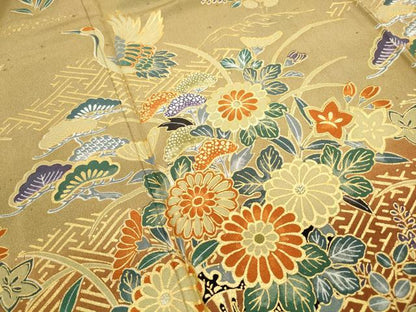 平和屋着物■訪問着　源氏車飛鶴花文　暈し染め　金彩　正絹　逸品　DABF9215qa