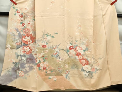 平和屋着物■訪問着　流水枝花　暈し染め　金銀彩　正絹　逸品　DABF9216qa
