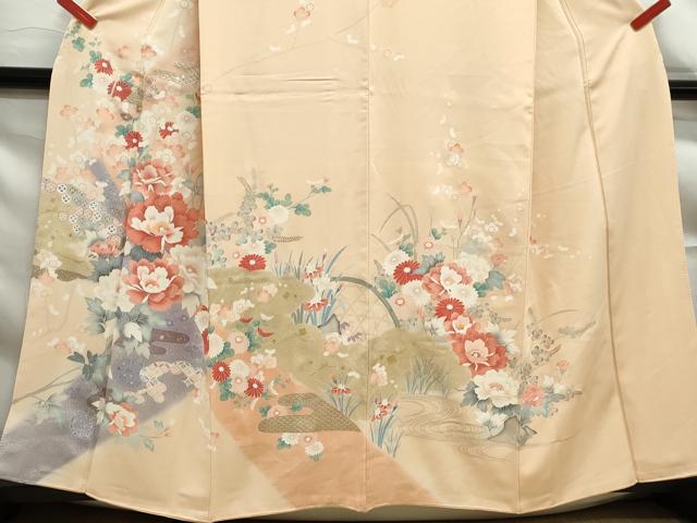 平和屋着物■訪問着　流水枝花　暈し染め　金銀彩　正絹　逸品　DABF9216qa