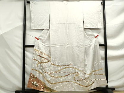 平和屋着物■豪華色留袖　駒刺繍　地紙枝花文　金銀彩　正絹　逸品　DABF9217qa