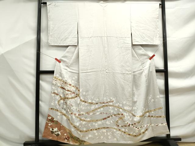 平和屋着物■豪華色留袖　駒刺繍　地紙枝花文　金銀彩　正絹　逸品　DABF9217qa