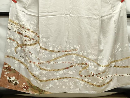 平和屋着物■豪華色留袖　駒刺繍　地紙枝花文　金銀彩　正絹　逸品　DABF9217qa