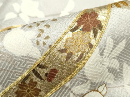 平和屋着物■豪華色留袖　駒刺繍　地紙枝花文　金銀彩　正絹　逸品　DABF9217qa