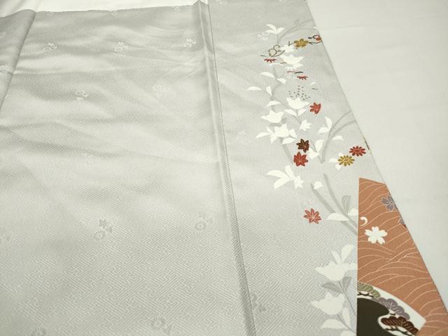 平和屋着物■豪華色留袖　駒刺繍　地紙枝花文　金銀彩　正絹　逸品　DABF9217qa