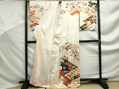 平和屋着物■訪問着 駒刺繍 立波宝尽くし花文 金彩 正絹 逸品 DABF9219qa