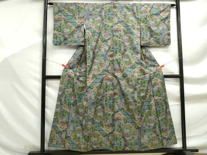 平和屋着物■本場大島紬 7マルキ 風景文 正絹 逸品 DABF9220qa