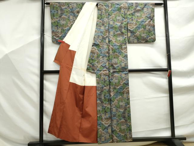 平和屋着物■本場大島紬 7マルキ 風景文 正絹 逸品 DABF9220qa