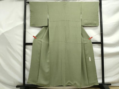 平和屋着物■本加賀友禅作家 毎田仁郎監修 色無地 草花地紋 苗色 正絹 逸品 DABF9227qa