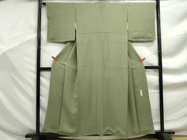 平和屋着物■本加賀友禅作家 毎田仁郎監修 色無地 草花地紋 苗色 正絹 逸品 DABF9227qa