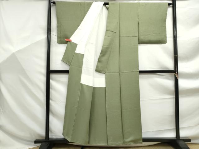 平和屋着物■本加賀友禅作家 毎田仁郎監修 色無地 草花地紋 苗色 正絹 逸品 DABF9227qa