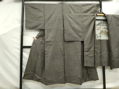 平和屋着物■男性　本場大島紬　アンサンブル　長羽織　80亀甲　総詰め　正絹　逸品　DABF9233qa
