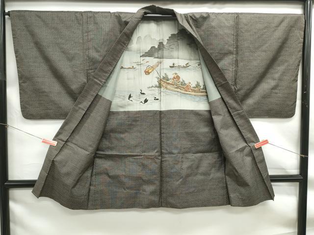 平和屋着物■男性　本場大島紬　アンサンブル　長羽織　80亀甲　総詰め　正絹　逸品　DABF9233qa