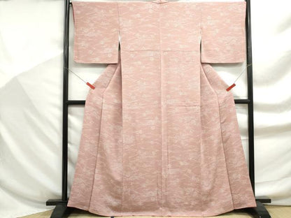 平和屋着物■上質な小紋　舞花文　鬼しぼ縮緬　正絹　逸品　DABF9237qa