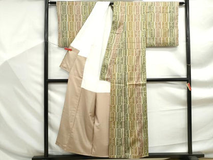 平和屋着物■上質なお召　花間道　反端付き　正絹　逸品　DABF9241qa